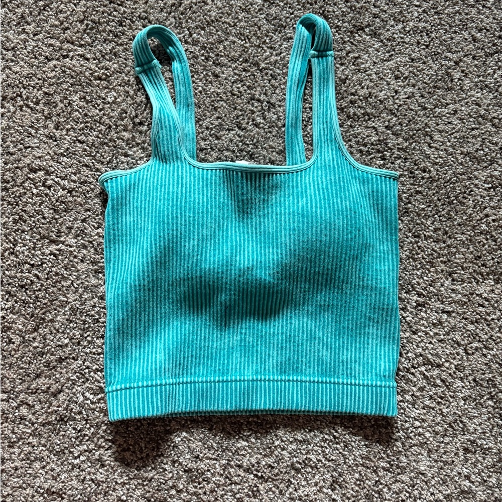 Vibrant Teal Ribbed padded Tank Top